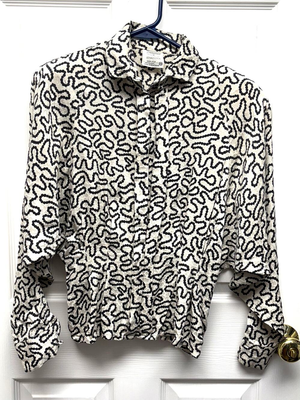 Francesca Damón Starington Blouse Silk Abstract Print Women’s Size 10 Vintage
